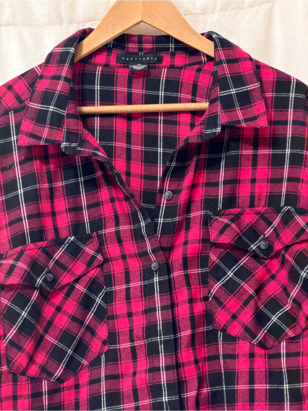 Sanctuary Hot Pink and Black Plaid Shirt Jacket